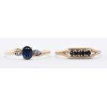 TWO GOLD AND SAPPHIRE SET RINGS