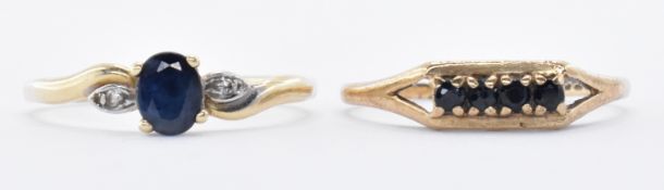TWO GOLD AND SAPPHIRE SET RINGS