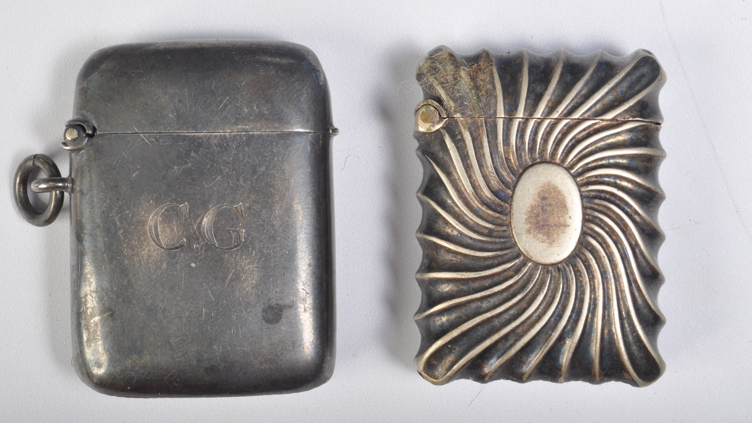 LATE VICTORIAN SILVER VESTA CASE WITH ANOTHER