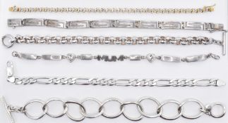 GROUP OF MIXED SILVER BRACELETS