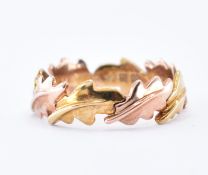 9CT GOLD TWO TONE CLOGAU OAK LEAF BAND RING