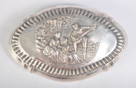 LATE VICTORIAN HALLMARKED SILVER REPOUSSE TRINKET BOX.