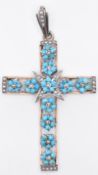 19TH CENTURY TURQUOISE & PEARL CRUCIFIX PENDANT