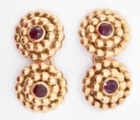 FRENCH MELLERIO 18CT GOLD AND RUBY CUFFLINKS