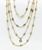 FRENCH 18CT GOLD FANCY LINK LONG GUARD CHAIN