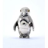 STERLING SILVER FIGURE OF A PENGUIN WITH MABER GLASS EYES