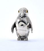 STERLING SILVER FIGURE OF A PENGUIN WITH MABER GLASS EYES