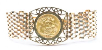 9CT GOLD BRACELET VICTORIAN SOVEREIGN BRACELET