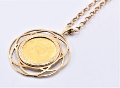 9CT GOLD KRUGERRAND COIN PENDANT NECKLACE