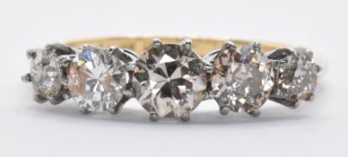 18CT GOLD AND DIAMOND FIVE STONE RING