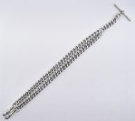 1920'S SILVER DOUBLE CURB LINK POCKET WATCH CHAIN
