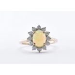 9CT GOLD AND OPAL CLUSTER RING