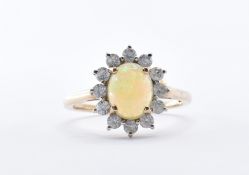 9CT GOLD AND OPAL CLUSTER RING