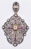 19TH CENTURY DIAMOND AND AMETHYST CRUCIFIX PENDANT