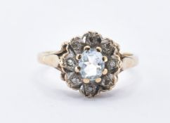 HALLMARKED 9CT GOLD & WHITE STONE RING