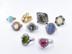 COLLECTION OF 925 SILVER STONE SET DRESS RINGS.