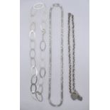 THREE SILVER NECKLACE CHAINS