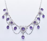 LIBERTY & CO WHITE GOLD AND AMETHYST NECKLACE