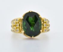 18CT GOLD CHROME DIOPSIDE & DIAMOND COCKTAIL RING