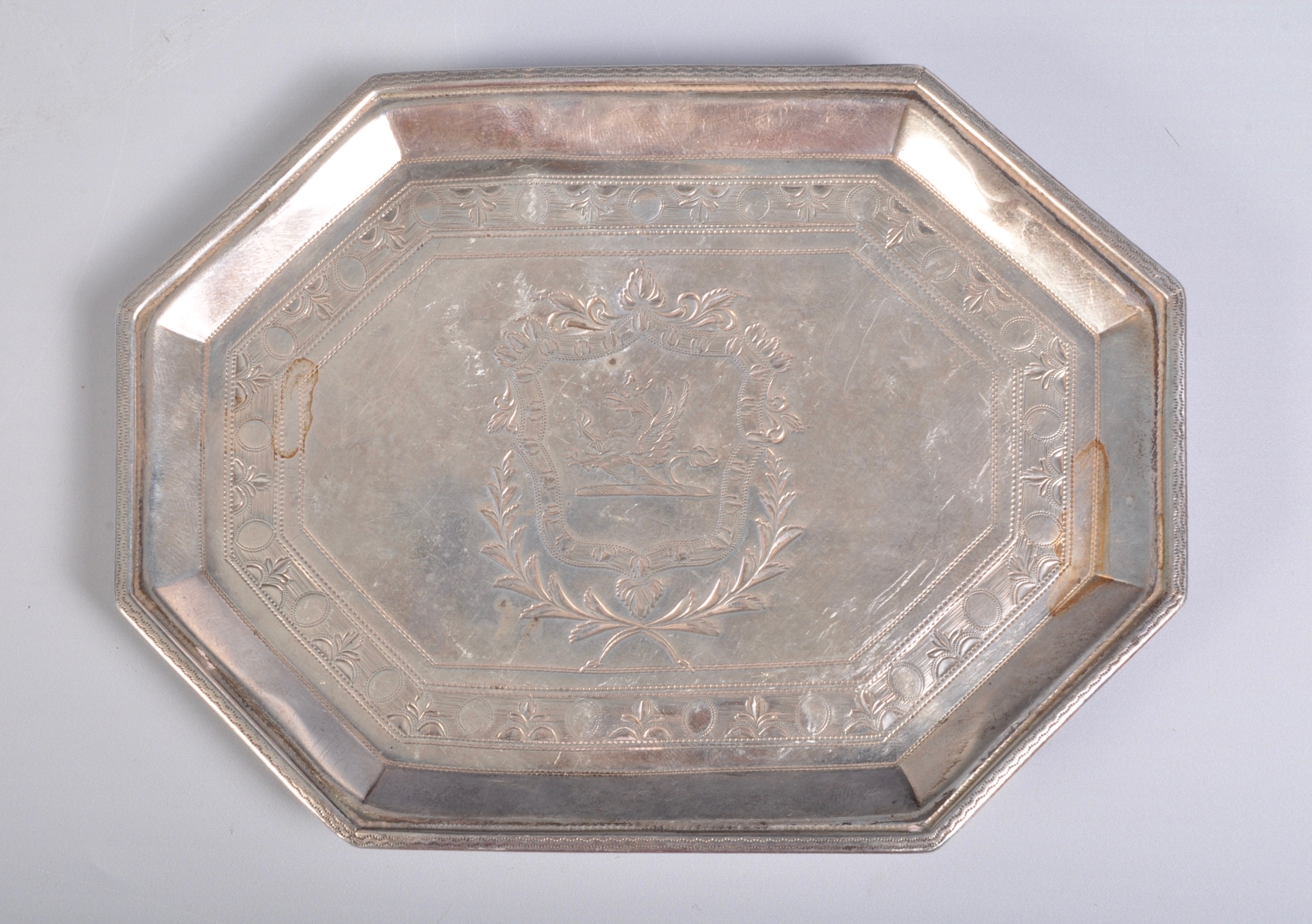 HALLMARKED 19TH CENTURY VICTORIAN SILVER ENGRAVED CARD TRAY. - Image 4 of 11