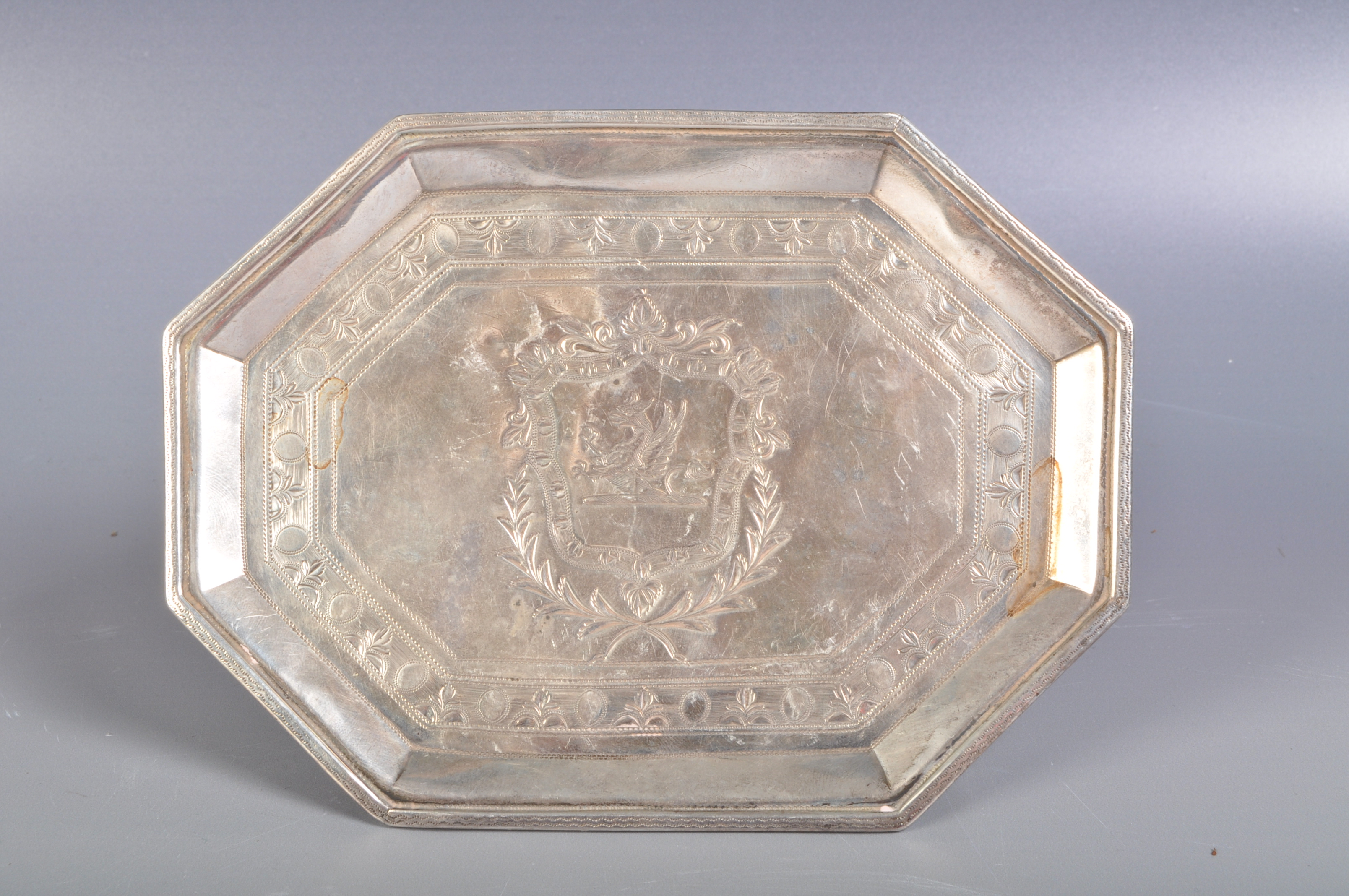 HALLMARKED 19TH CENTURY VICTORIAN SILVER ENGRAVED CARD TRAY. - Image 2 of 11