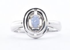 9CT WHITE GOLD AND STAR SAPPHIRE RING