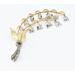 FRENCH 18CT GOLD & DIAMOND LILY OF THE VALLEY BROOCH