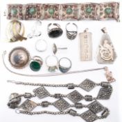 COLLECTION OF SILVER & WHITE METAL JEWELLERY