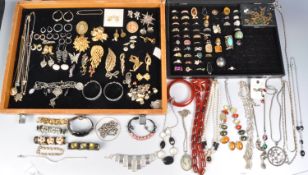 LARGE COLLECTION OF SILVER AND WHITE METAL JEWELLERY