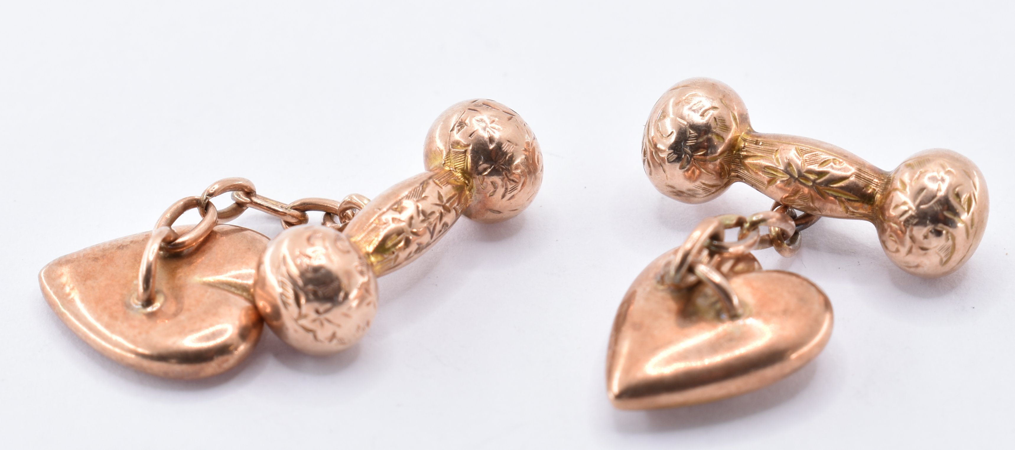 PAIR OF 9CT GOLD HEART CUFFLINKS - Image 3 of 4