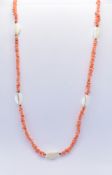 VINTAGE CORAL BEADED NECKLACE