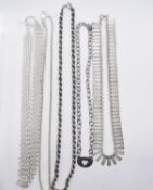 FIVE SILVER NECKLACE CHAINS