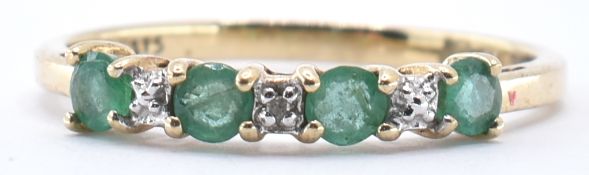 9CT GOLD EMERALD AND DIAMOND RING