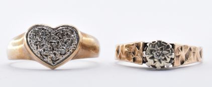 TWO 9CT GOLD AND DIAMOND RINGS