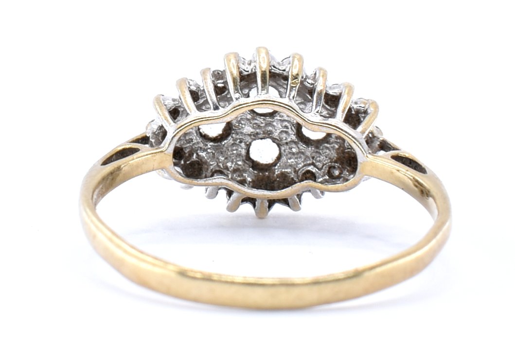 9CT GOLD WHITE STONE AND DIAMOND CLUSTER RING. - Image 6 of 10