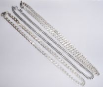 THREE SILVER FLAT LINK NECKLACE CHAINS