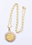 VICTORIAN 9CT GOLD SOVEREIGN PENDANT NECKLACE