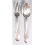 19TH CENTURY FRENCH SILVER FORK & SPOON