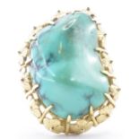 14CT GOLD AND TURQUOISE COCKTAIL RING