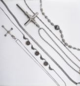 GROUP OF SILVER & WHITE METAL NECKLACES