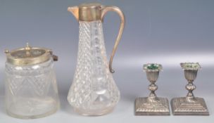 HALLMARKED SILVER & CUT GLASS CLARET JUG AND OTHERS