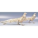 PAIR OF SILVER PLATED PHEASANT ORNAMENTS