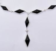 PICCHIOTTI WHITE GOLD DIAMOND AND ONYX DROP NECKLACE