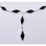 PICCHIOTTI WHITE GOLD DIAMOND AND ONYX DROP NECKLACE