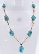 14CT GOLD AND TURQUOISE PENDANT NECKLACE