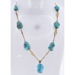 14CT GOLD AND TURQUOISE PENDANT NECKLACE
