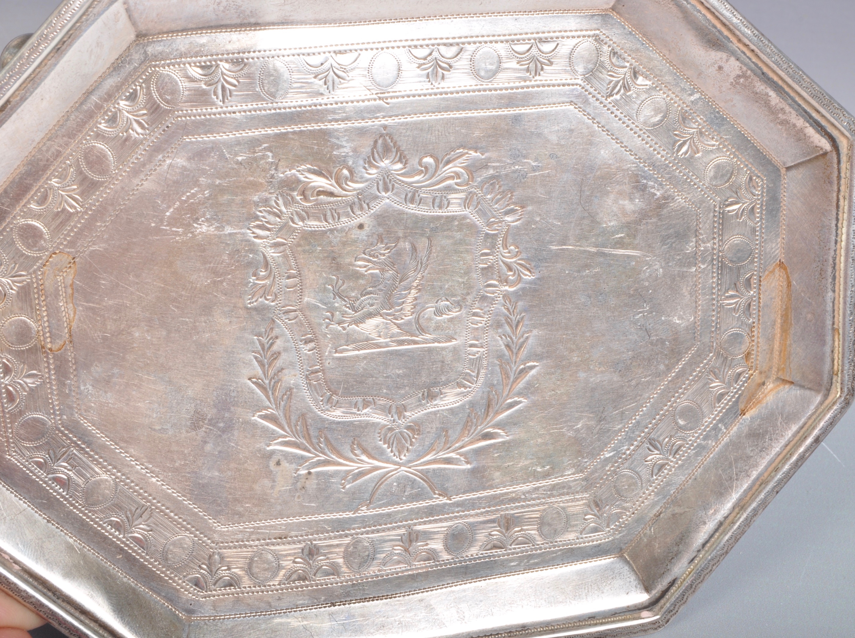 HALLMARKED 19TH CENTURY VICTORIAN SILVER ENGRAVED CARD TRAY. - Image 3 of 11