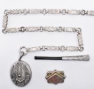 VICTORIAN SILVER LOCKET AND BOOK CHAIN