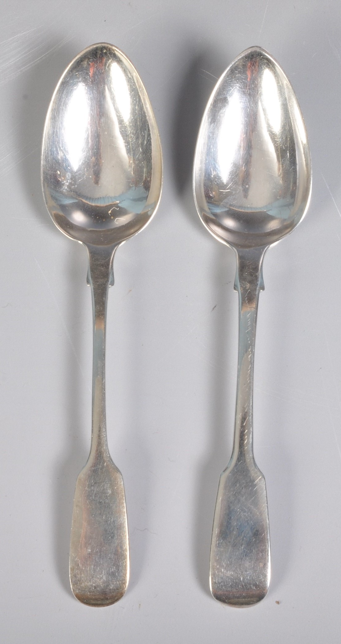 PAIR OF VICTORIAN SILVER FIDDLE PATTERN SPOONS