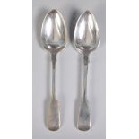 PAIR OF VICTORIAN SILVER FIDDLE PATTERN SPOONS